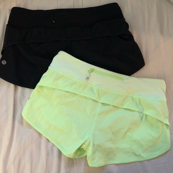 lululemon athletica Pants - Lululemon barely worn speed shorts black & neon 6